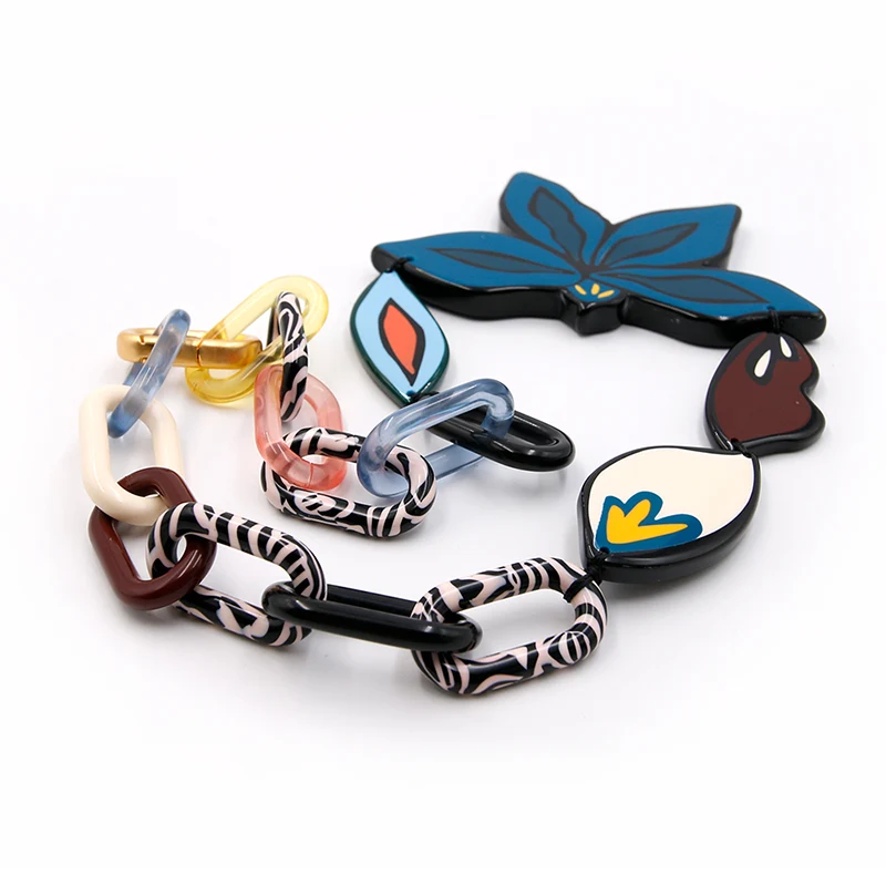 Acetate Cuban Necklace With Petal Charm