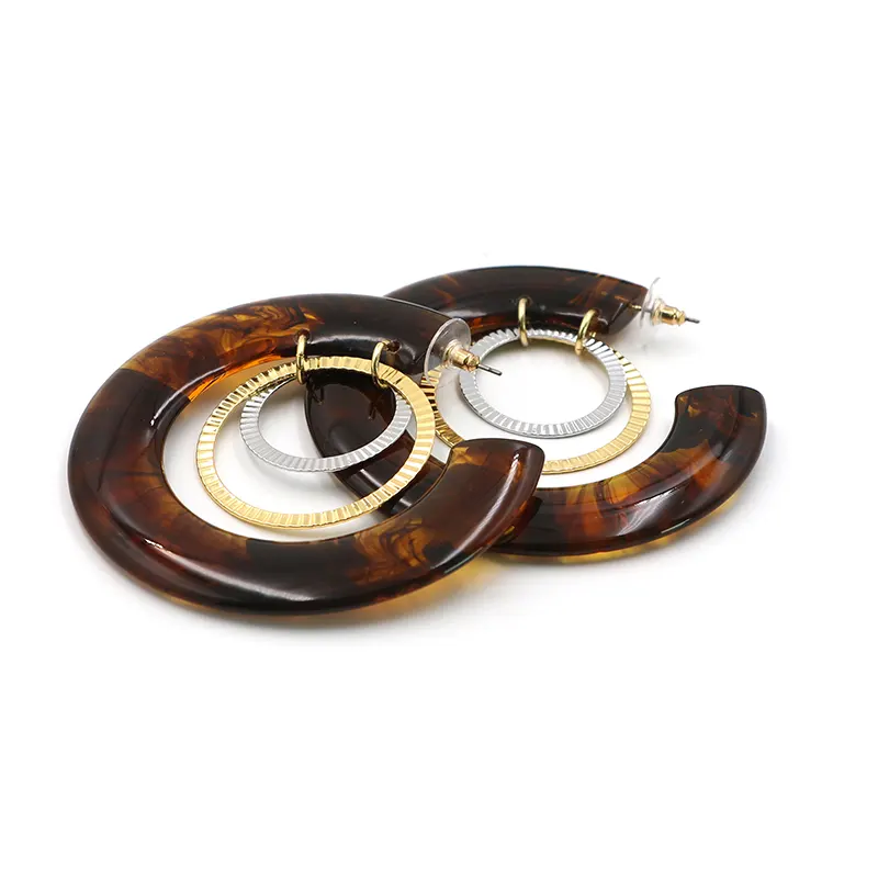Amber Resin C-shaped Earrings