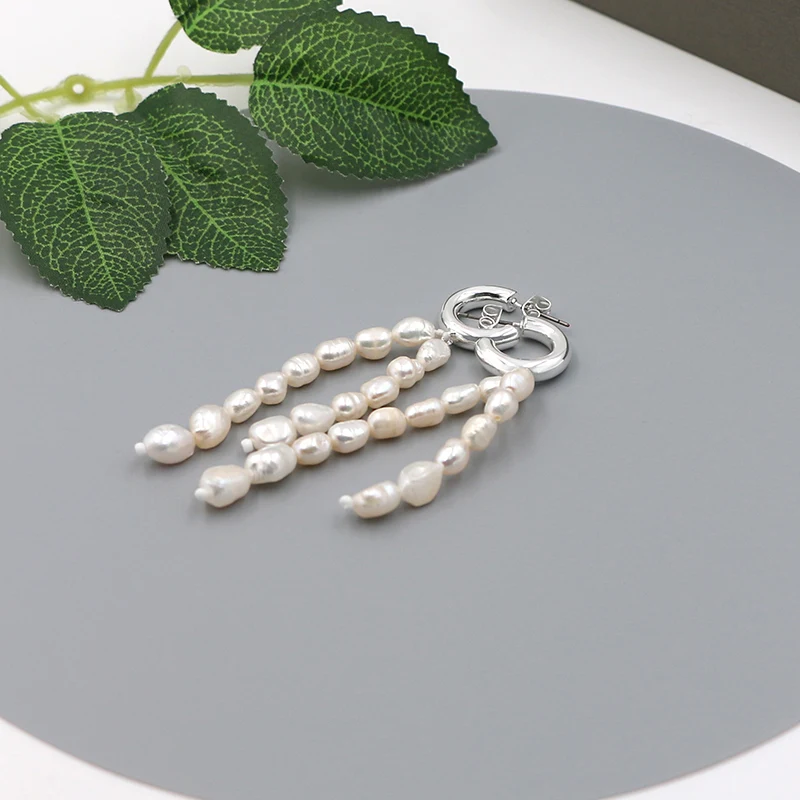 Double Pearl Tassel Earrings