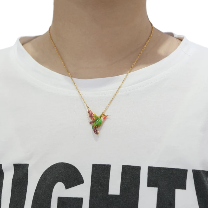 Enamel Hummingbird Necklace