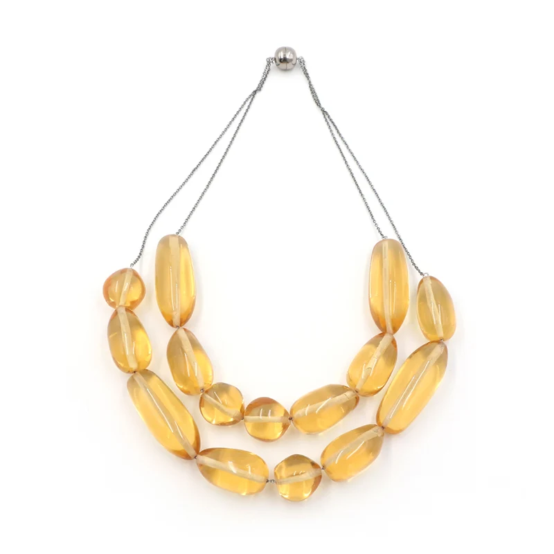 Handmade Yellow Resin Beaded Necklace