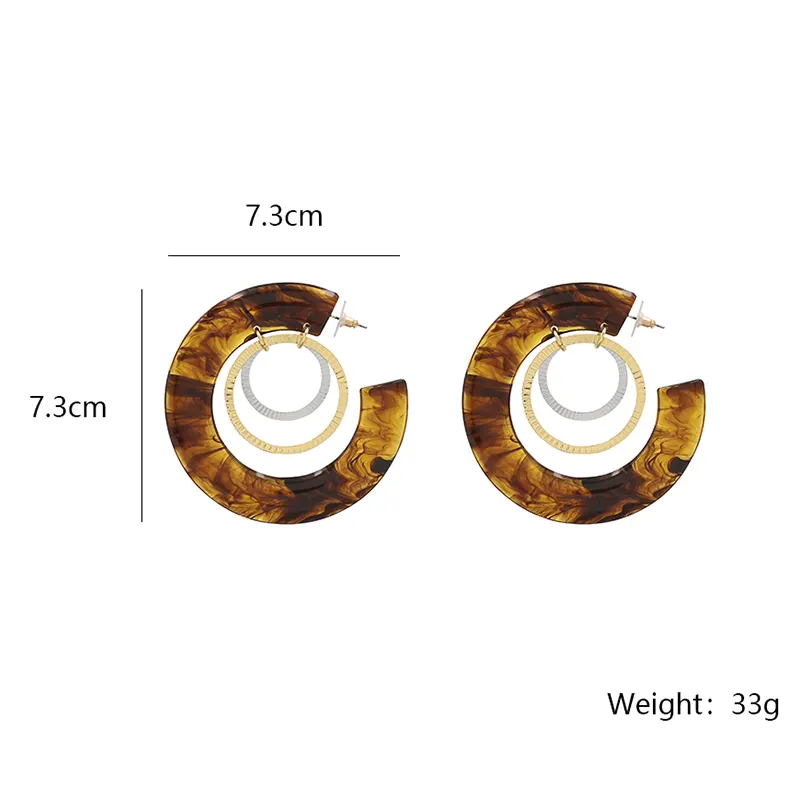 Amber Resin C-shaped Earrings